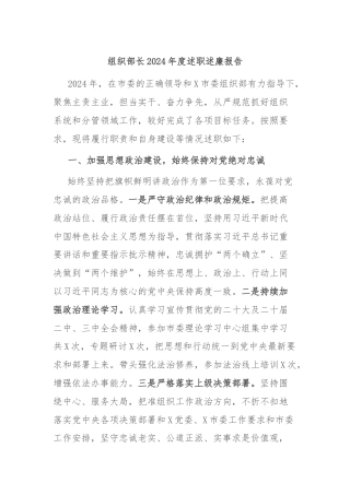 组织部长2024年度述职述廉报告