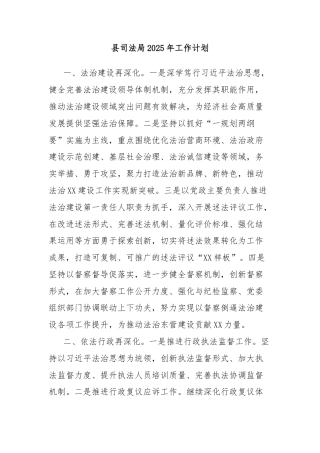 县司法局2025年工作计划