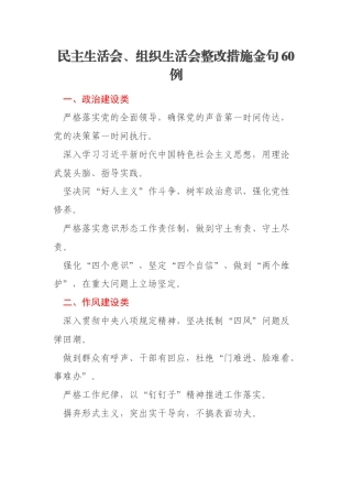 民主生活会、组织生活会整改措施金句60例