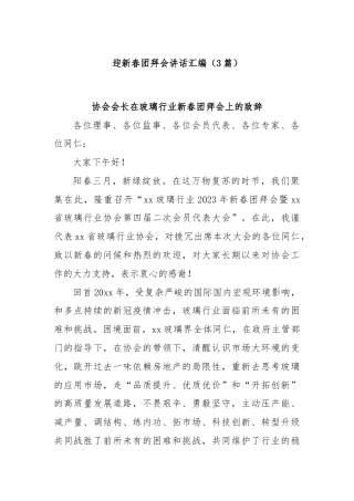 (3篇)迎新春团拜会讲话汇编