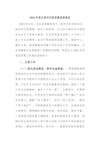 2024年党支部书记抓党建述职报告