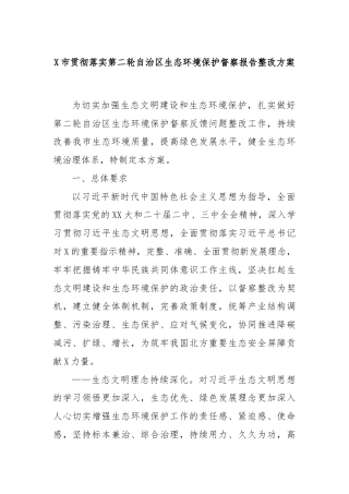 X市贯彻落实第二轮自治区生态环境保护督察报告整改方案