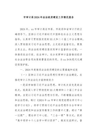 市审计局2024年法治政府建设工作情况报告