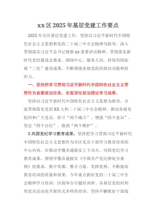 xx区2025年基层党建工作要点