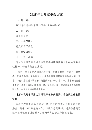 01-2025年1月支委会方案