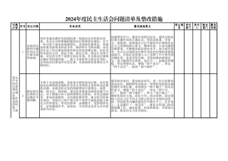 2024年度民主生活会问题整改清单