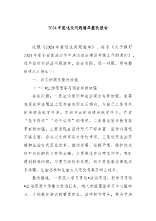 2024年度述法问题清单整改报告