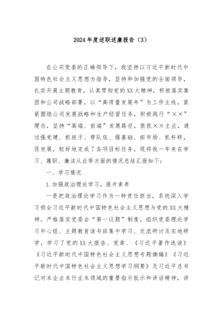 2024年度述职述廉报告（3）