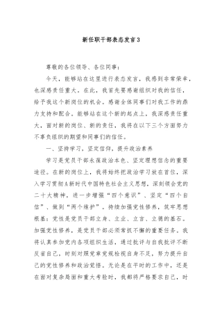 新任职干部表态发言3