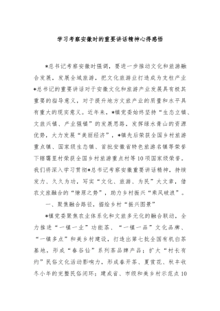 学习考察安徽时的重要讲话精神心得感悟