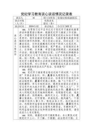 党纪学习教育谈心谈话情况记录表