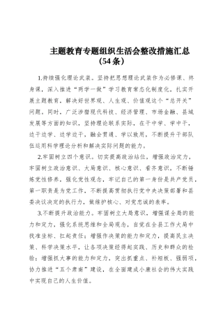 主题教育专题组织生活会整改措施汇总（54条)
