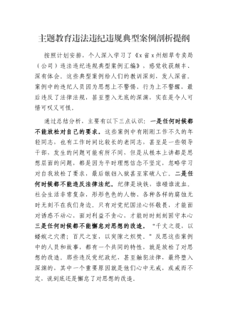 主题教育违法违纪违规典型案例剖析提纲