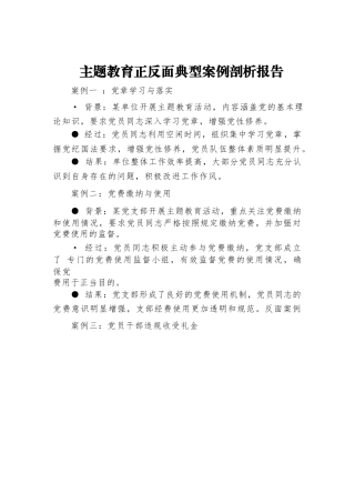 主题教育正反面典型案例剖析报告