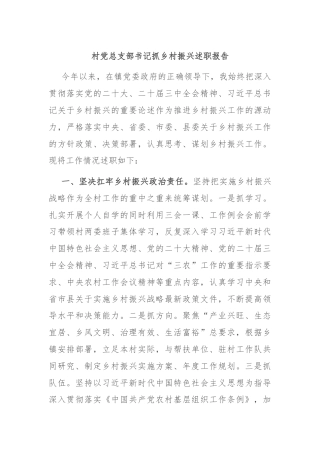 村党总支部书记抓乡村振兴述职报告