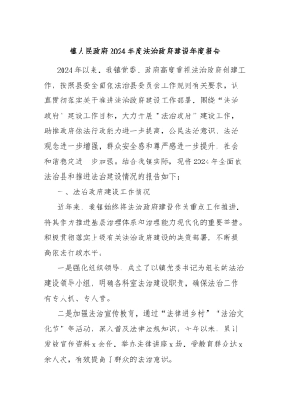 镇人民政府2024年度法治政府建设年度报告