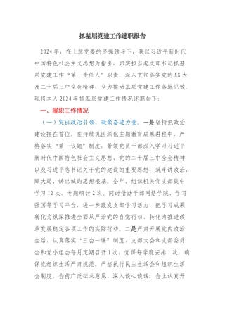 2024年支部党建述职