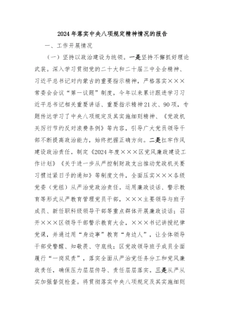 2024年落实中央八项规定精神情况的报告