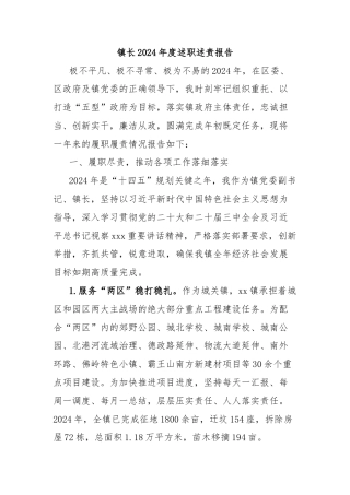 镇长2024年度述职述责报告