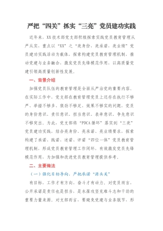 严把“四关”抓实“三亮”党员建功实践