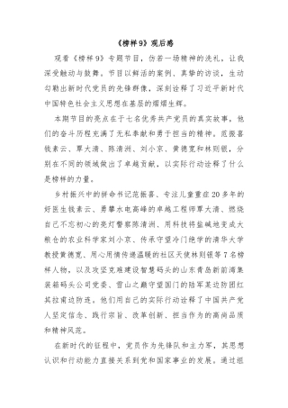 《榜样9》观后感1