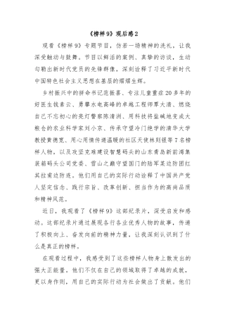 《榜样9》观后感2