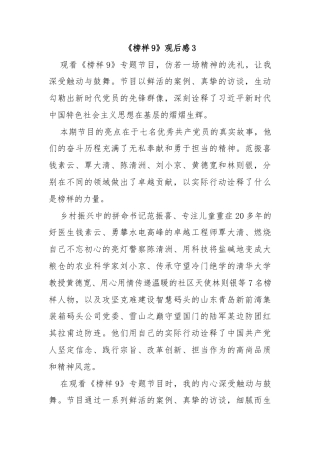 《榜样9》观后感3