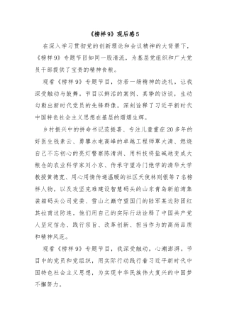 《榜样9》观后感5