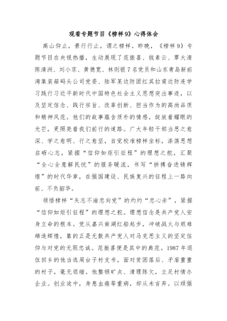 观看专题节目《榜样9》心得体会