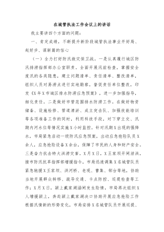 在城管执法工作会议上的讲话