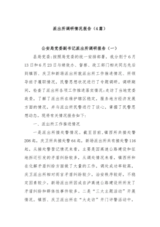 (4篇)派出所调研情况报告