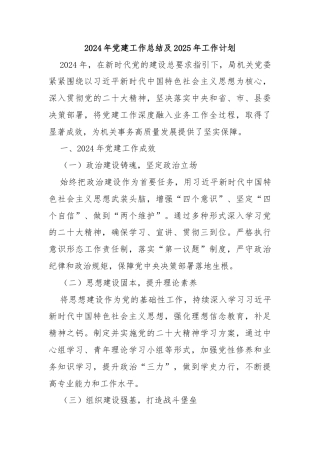 2024年党建工作总结及2025年工作计划2