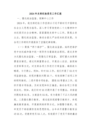 2024年支部纪检委员工作汇报