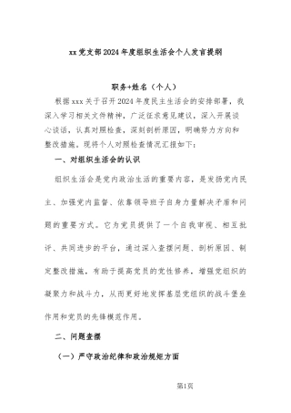 xx党支部2024年度组织生活会（边疆地区）