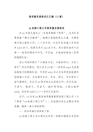 (11篇)高质量发展综述汇汇编