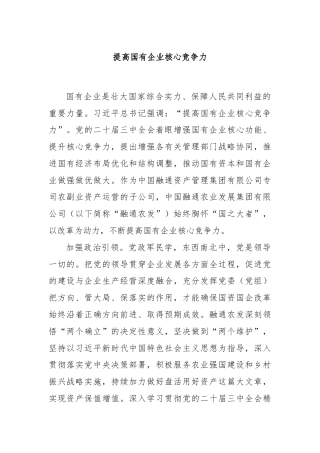 提高国有企业核心竞争力