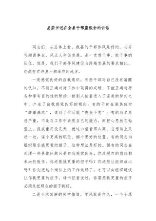 县委书记在全县干部座谈会的讲话