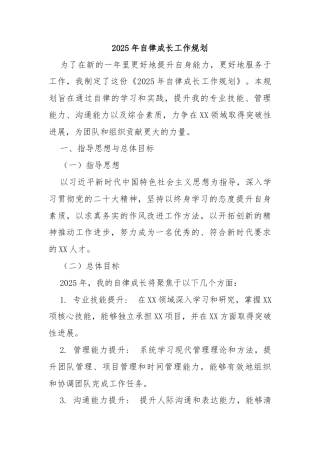 2025年自律成长工作规划