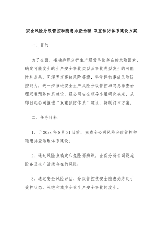安全风险分级管控和隐患排查治理 双重预防体系建设方案
