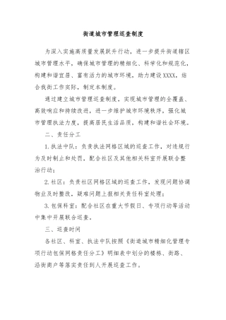 街道城市管理巡查制度