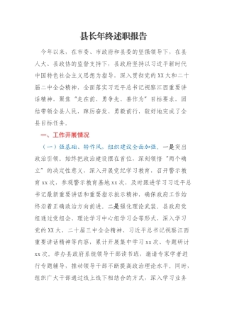 县长年终述职报告