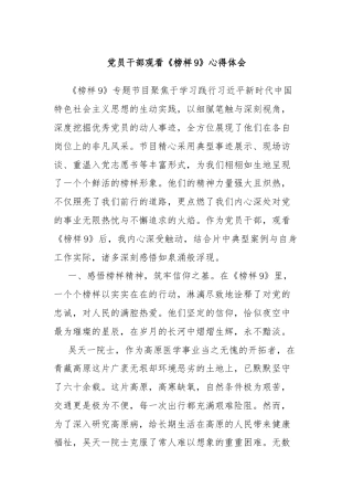 党员干部观看《榜样9》心得体会