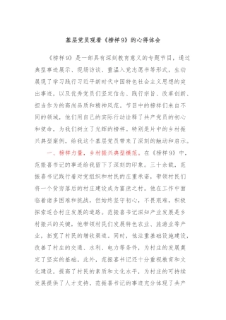 基层党员观看《榜样9》的心得体会