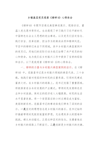 乡镇基层党员观看《榜样9》心得体会