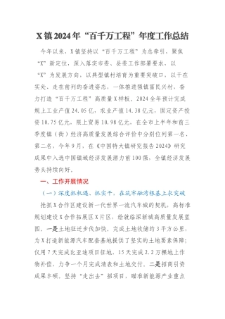 X镇2024年“百千万工程”年度工作总结