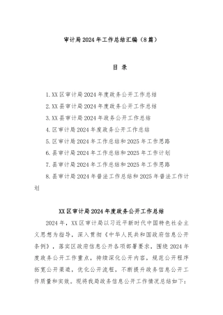 (8篇)审计局2024年工作总结汇编