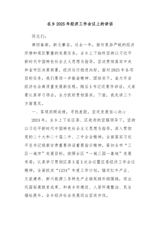 在乡2025年经济工作会议上的讲话