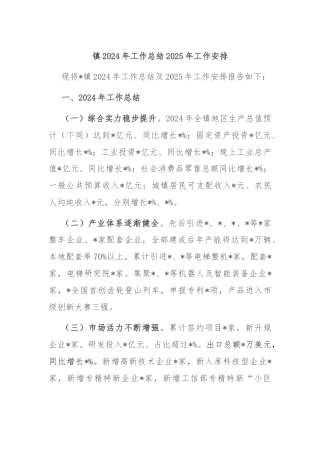 镇2024年工作总结2025年工作安排