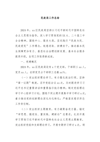 民政局工作总结