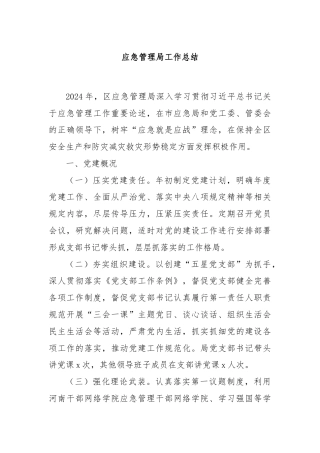 应急管理局工作总结